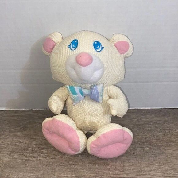 1994 Fisher Price Plush Cozies Pale Yellow Cream Bear Thermal Waffle Weave 10” - Picture 1 of 5